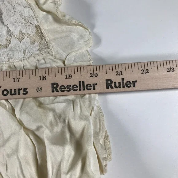 Vintage Sonia Rykiel Lingerie Nightgown Womens Large Cream Colored Lace Peplum - Picture 9 of 10